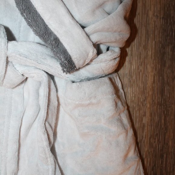 NWT MEN'S POLO RALPH LAUREN BIG‎ PONY VELOUR PLUSH BATH ROBE WHITE GRAY - Picture 7 of 8